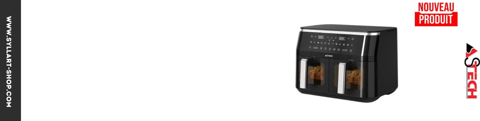 AIR FRYER ASTECH 10L AF010BXB | Double Compartiment & Cuisson Saine | Friteuse AIR FRYER ASTECH 10L AF010BXB | Double Compartiment & Cuisson Saine | Friteuse